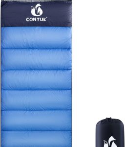 Sleeping Bags for Adults, Green Material, Waterproof, Improved Skin-Friendly Poly-Pongee Lining, Camping Sleeping Bag with Optimized Zippers and Stitching, Blue & Black, 3-4 Seasons