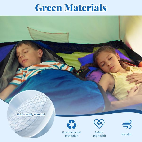 Sleeping Bags for Adults, Green Material, Waterproof, Improved Skin-Friendly Poly-Pongee Lining, Camping Sleeping Bag with Optimized Zippers and Stitching, Blue & Black, 3-4 Seasons - Image 2