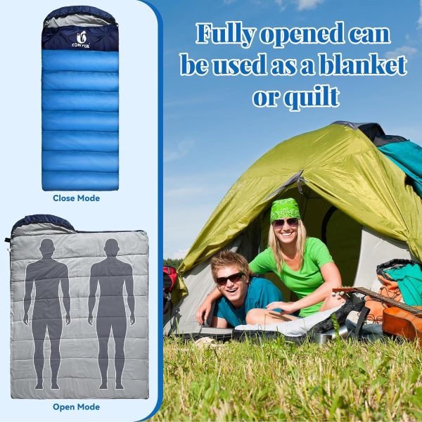 Sleeping Bags for Adults, Green Material, Waterproof, Improved Skin-Friendly Poly-Pongee Lining, Camping Sleeping Bag with Optimized Zippers and Stitching, Blue & Black, 3-4 Seasons - Image 6